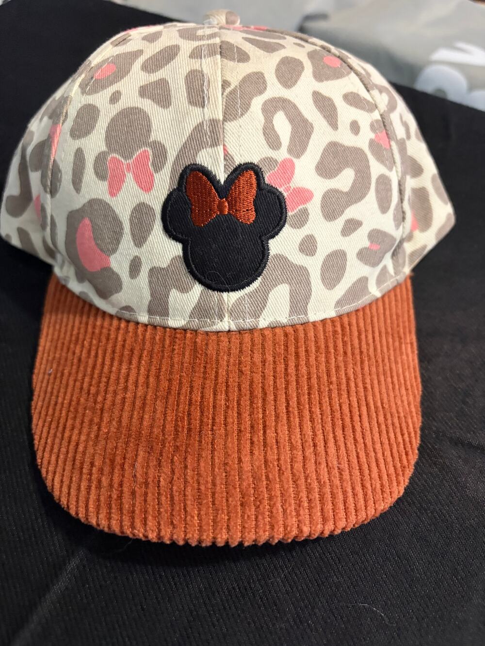 Disney Junior Minnie Mouse Leopard Print Baseball Cap Corduroy Brim Adjustable